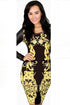 Retro Printed Long Sleeve Bodycon Dresses